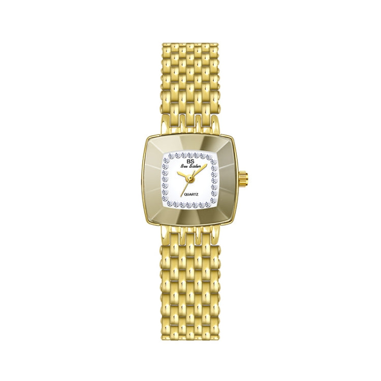BS Bee Sister  FA1197  Square Dial Stainless Steel Strap Ladies Simple Watch, Silver, Gold