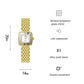BS Bee Sister  FA1197  Square Dial Stainless Steel Strap Ladies Simple Watch, Silver, Gold