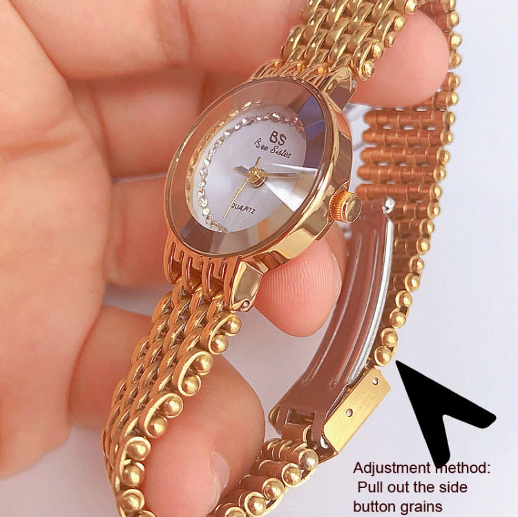 BS Bee Sister  FA1197  Square Dial Stainless Steel Strap Ladies Simple Watch, Silver, Gold