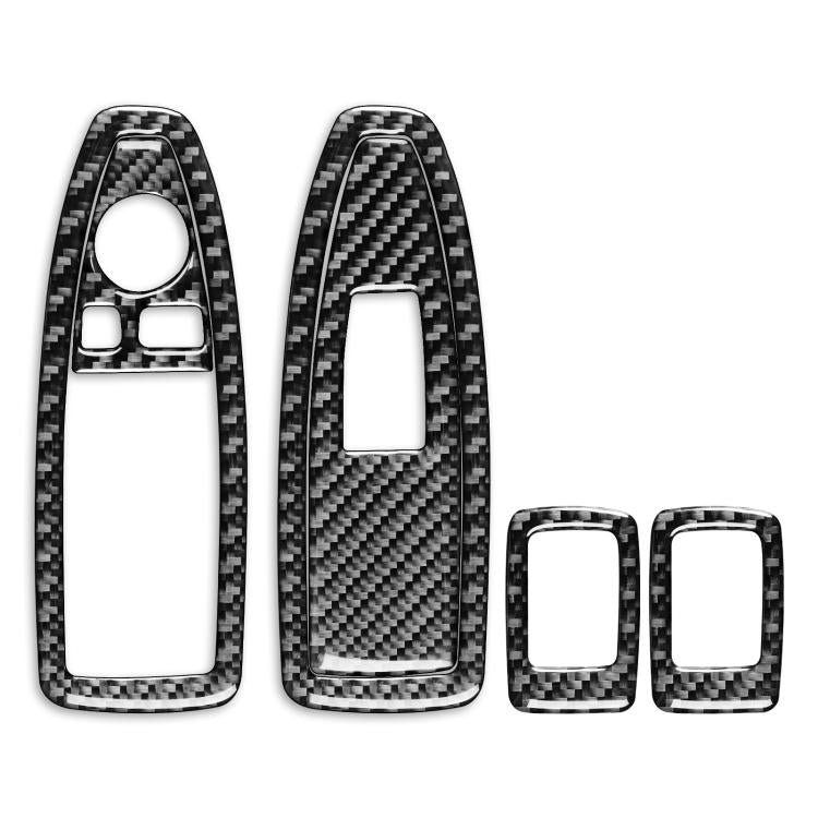Carbon-fiber look door lift sticker set, 6 pieces with small holes, glossy frame