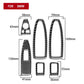 BMW door lift sticker set diagram with carbon-fiber look pieces and measurements