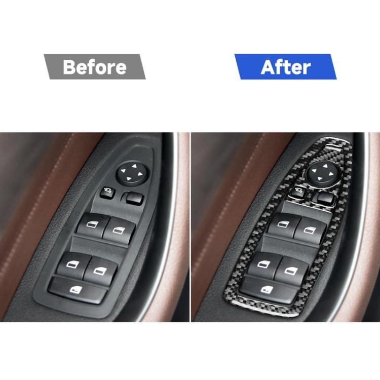 Carbon-fiber door switch panel insert set with small holes for BMW interior