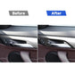 Installed carbon fiber door handle frame sticker on car interior door