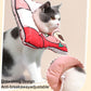 Cat anti-licking head collar cover, red and white printed donut with adjustable drawstring