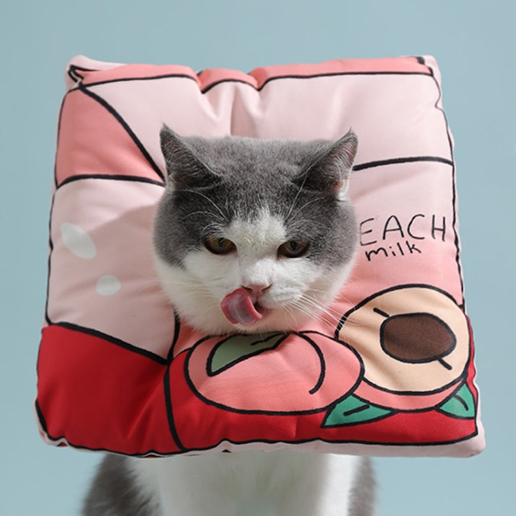 Cat anti-licking inflatable collar head cover, padded pink with red cartoon design