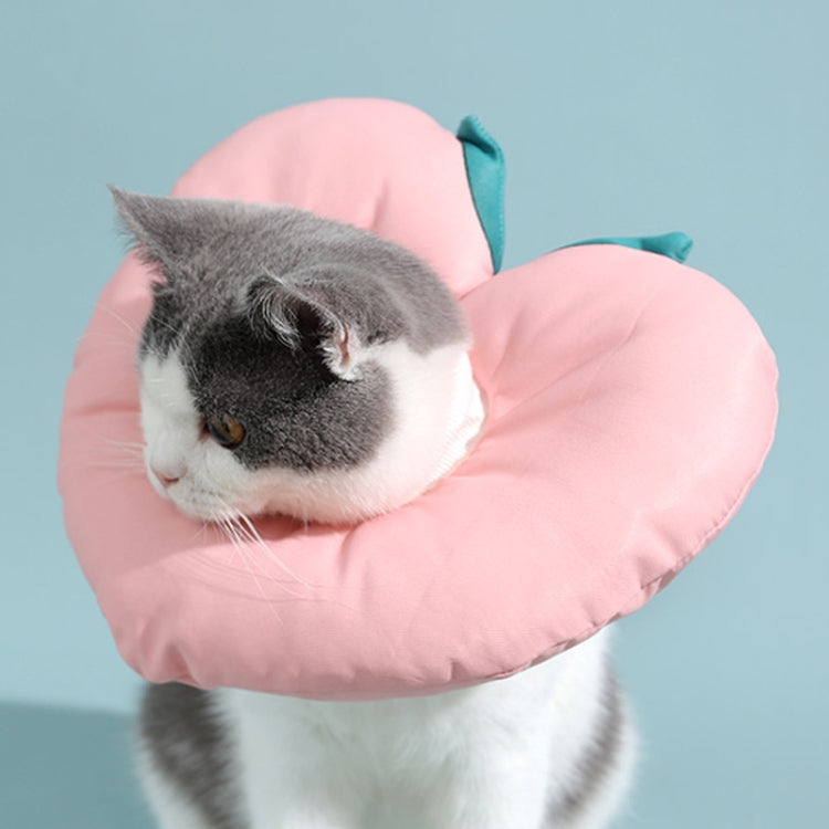 Cat anti-licking inflatable collar head cover, pink padded ring with teal ties