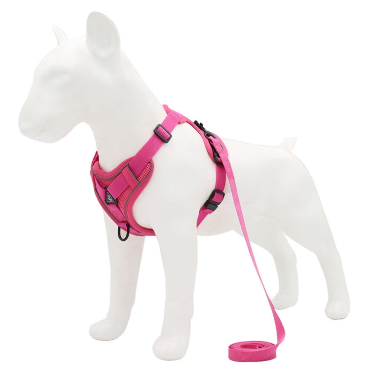 Pink dog chest strap vest harness with front padding and leash rope