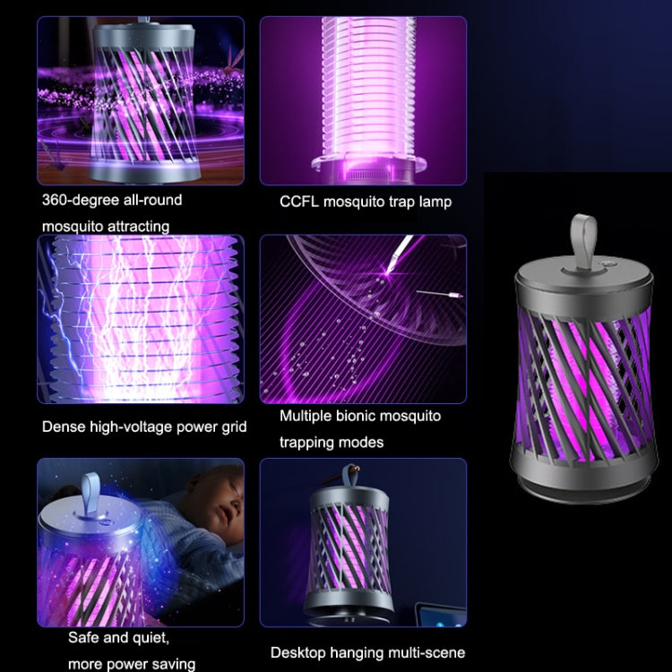 Electric mosquito killer lamp with rotating grid and purple light beams