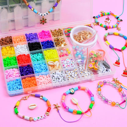 25 Grid 6mm Soft Ceramic Bead Flakes DIY Bracelet Necklace Making Materials, 25 Grid