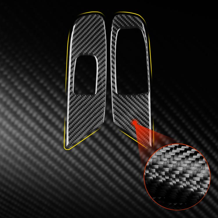 Right-hand drive carbon fiber door lift panel sticker set with detailed weave texture