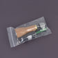 Leather stitching tool in clear plastic packaging with wooden handle and metal tip