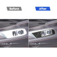Door switch area trim stickers showing before-and-after carbon fiber-look inserts