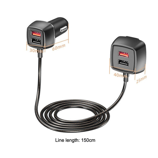One For Four Car Charger QC3.0 Fast Charge 4USB Car Front And Rear Seat Car Charger, Style:, Standard Edition, Upgraded Edition