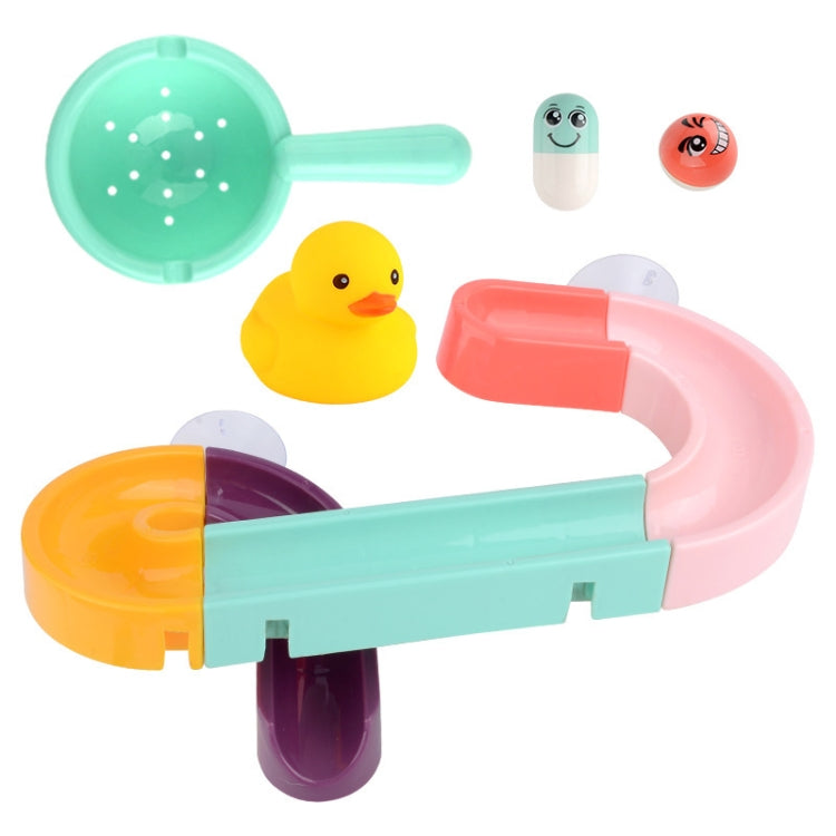 Colorful plastic bath slide building blocks with duck and fish pieces