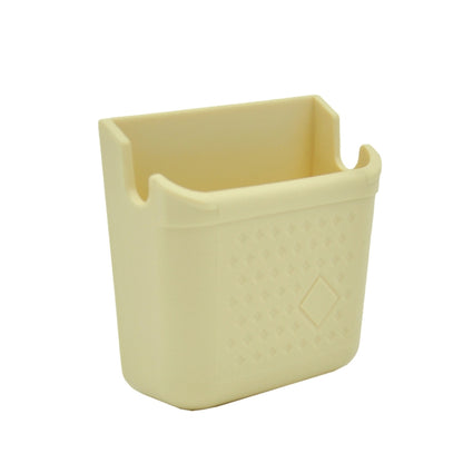 Beige adhesive car phone stand and cigarette storage box with open top