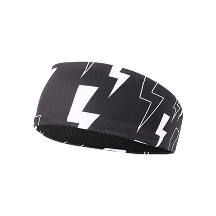 Lightning print fitness headband, dark base with white zigzag accents