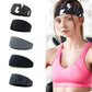 Woman wearing a lightning print fitness headband during exercise