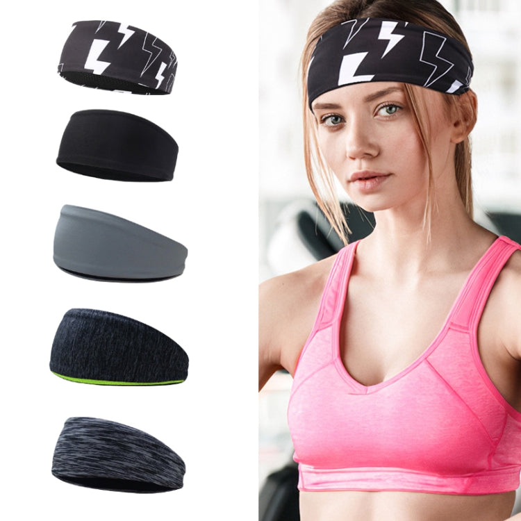 Woman wearing a lightning print fitness headband during exercise