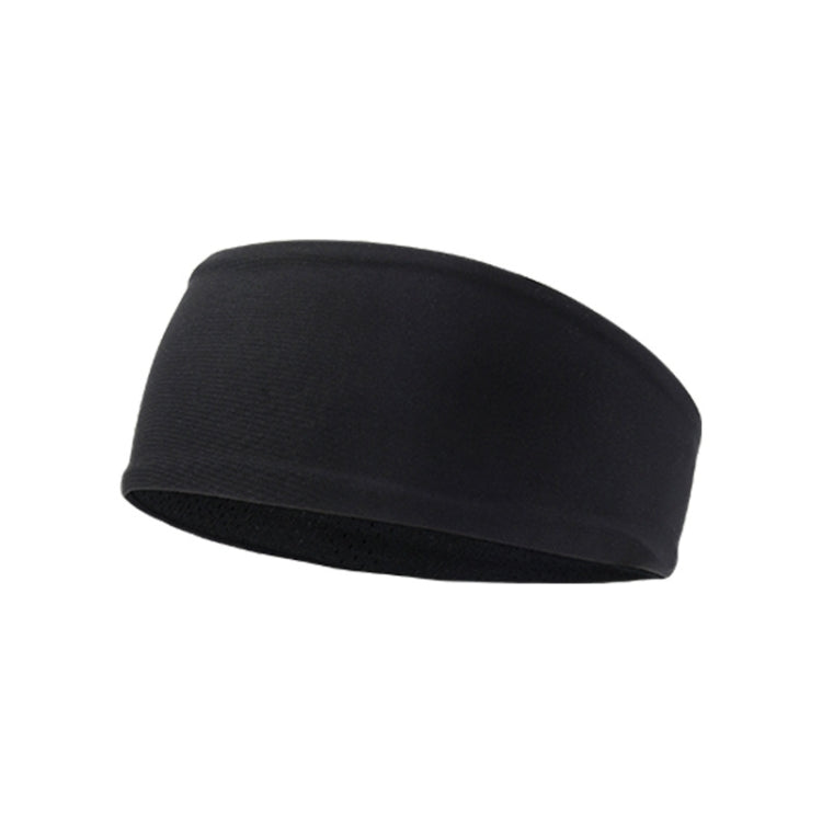Solid black fitness sweatband headband with smooth fabric finish