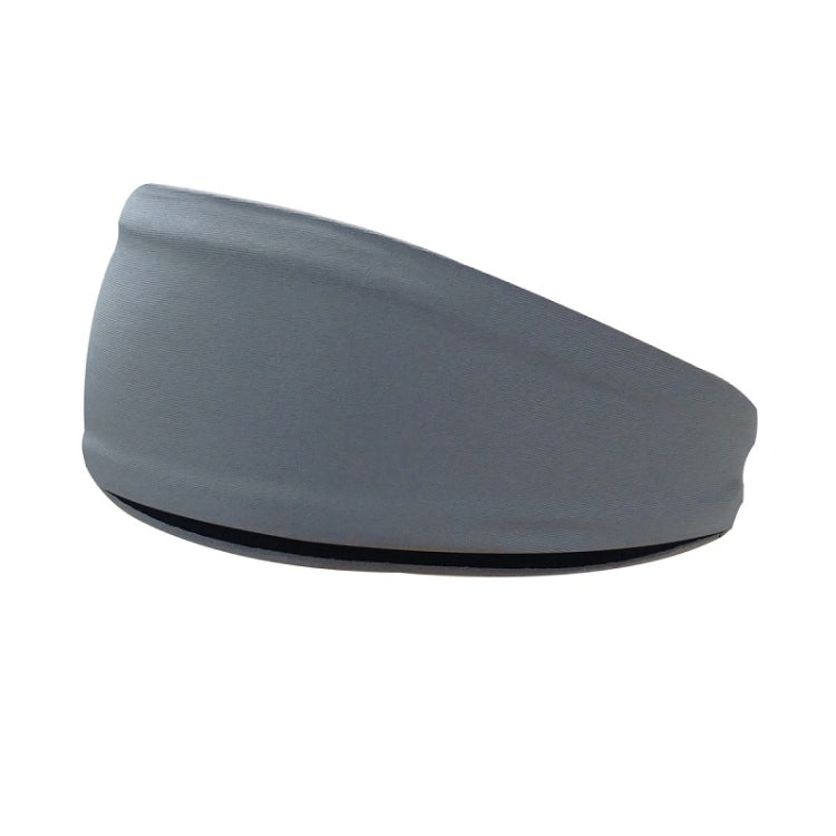 Solid gray fitness headband sweatband with smooth, stretchy fabric