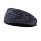 Speckled dark gray fitness headband with textured fabric surface