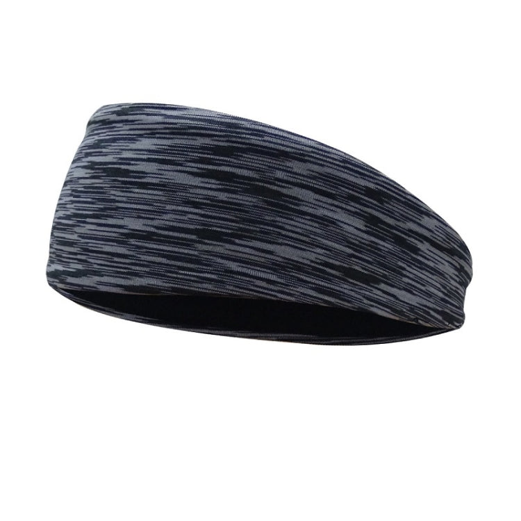 Speckled dark gray fitness headband with textured fabric surface
