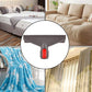 Gray dusting brush tool with red switch, shown centered over home surfaces.