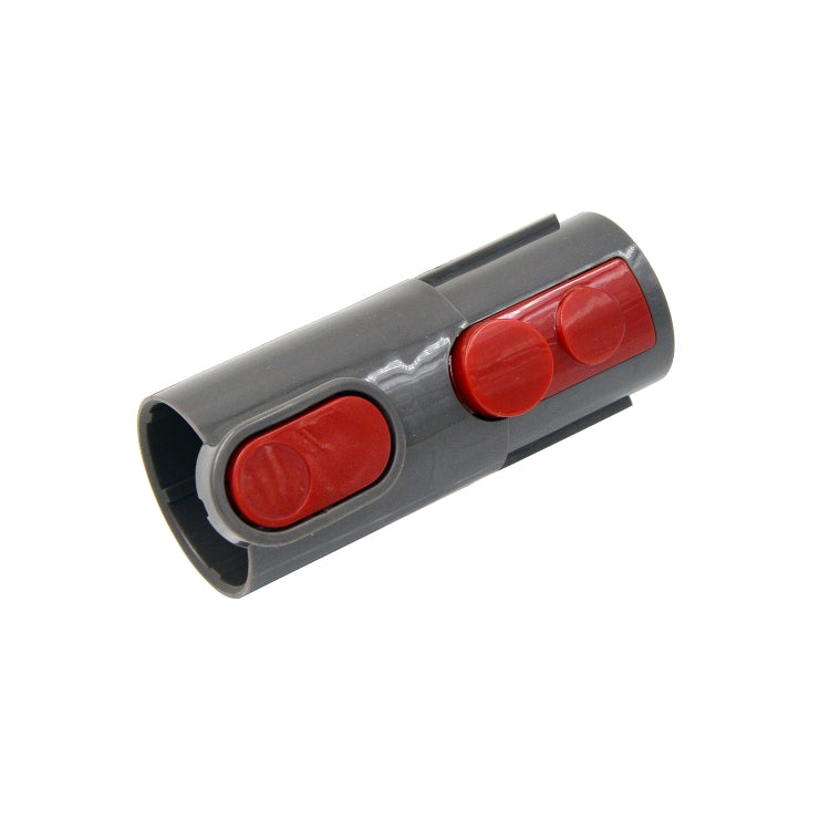 Grey vacuum brush head with red control buttons and bristle roller