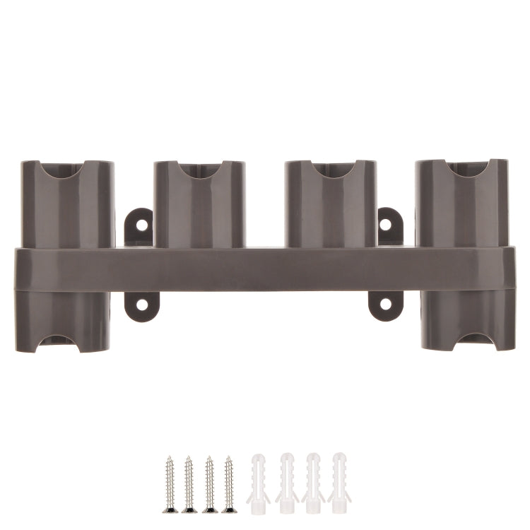 Wall mount bracket for vacuum attachments with screws and small white adapter pieces
