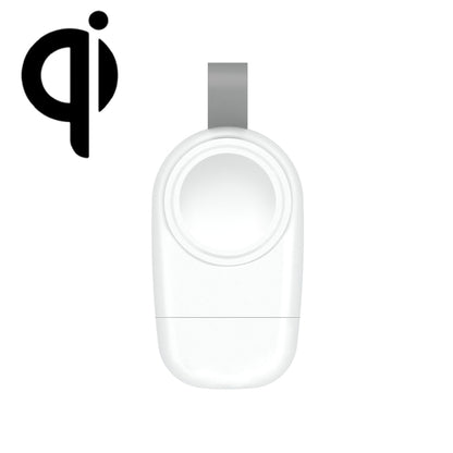 White portable magnetic wireless charger with USB plug