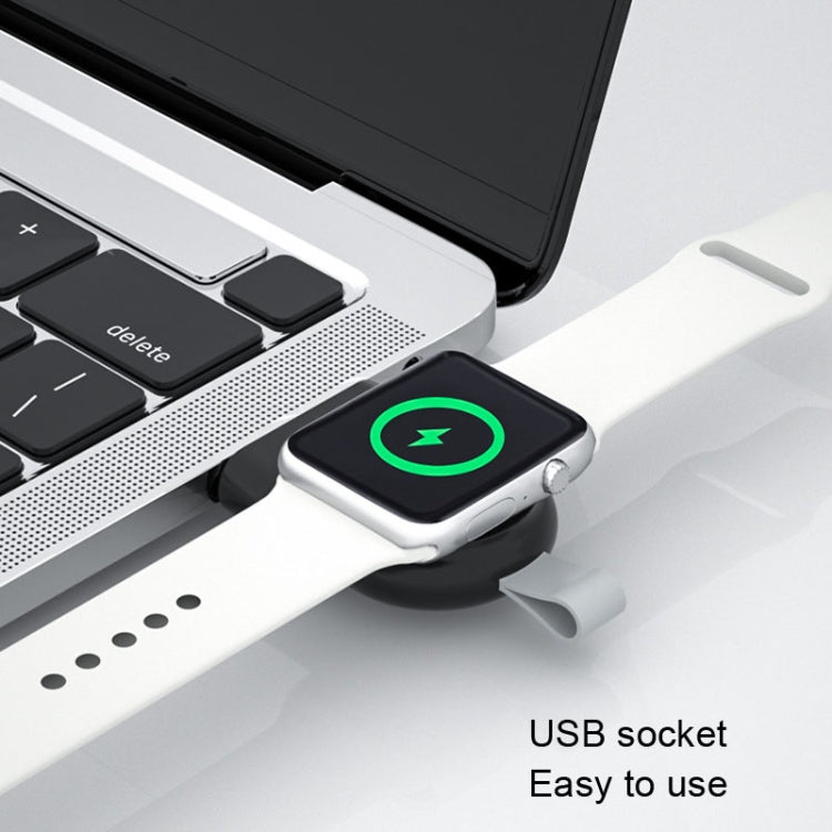 White magnetic wireless watch charger dock with USB prong and ring