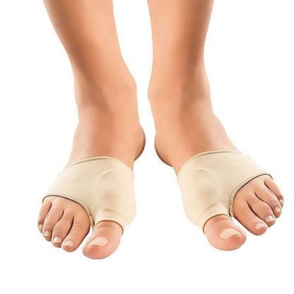 Beige toe valgus corrector socks for big toe, split pad design, 1 pair