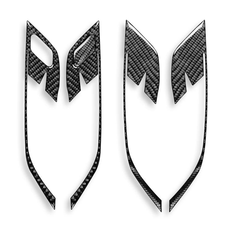 Carbon fiber-pattern door handle frame sticker set, left-hand drive, 5-piece set