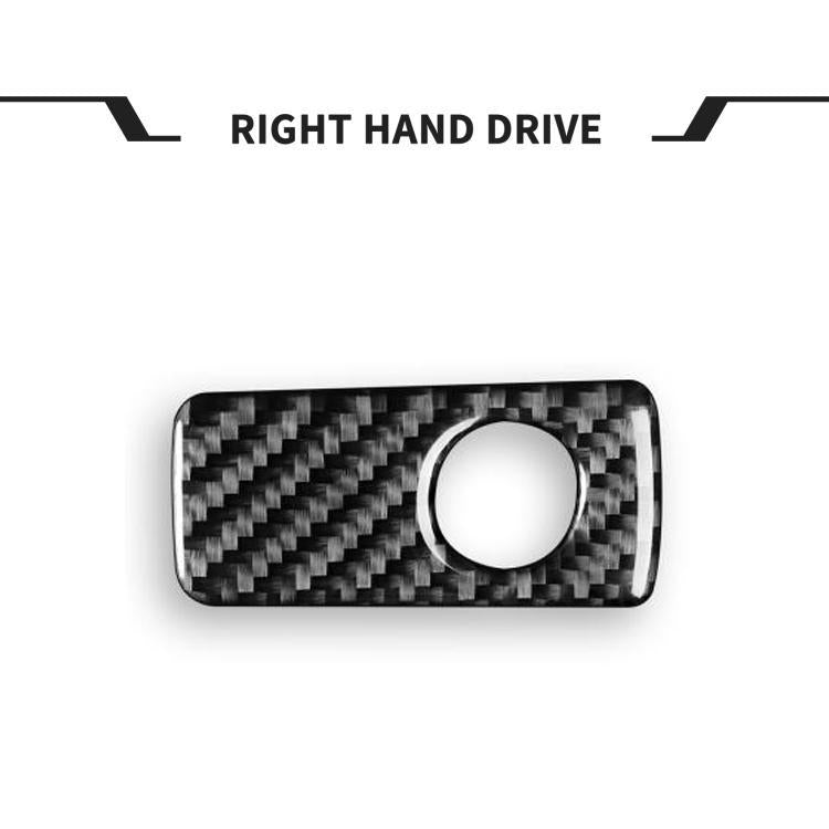 Rectangular glove box handle sticker with carbon-fiber look and round opening