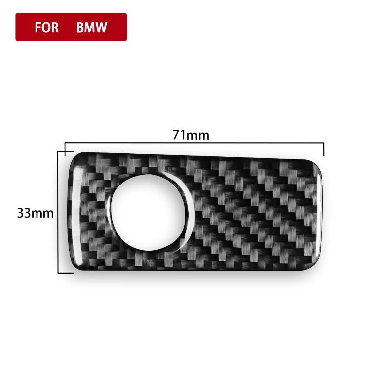 BMW glove box handle sticker, carbon-fiber look, circular opening (71 x 33 mm)
