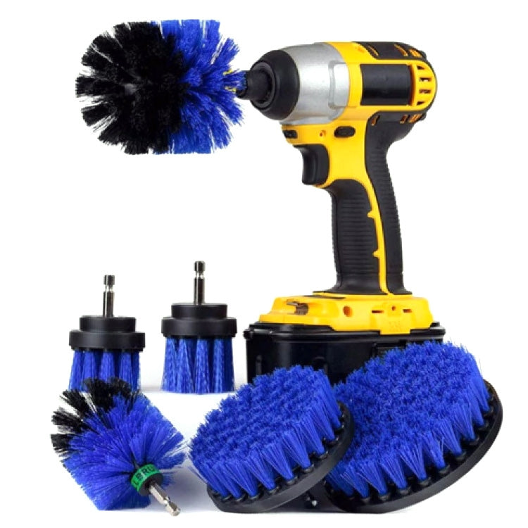 Blue electric drill cleaning brush set with rotating disc and round scrub head