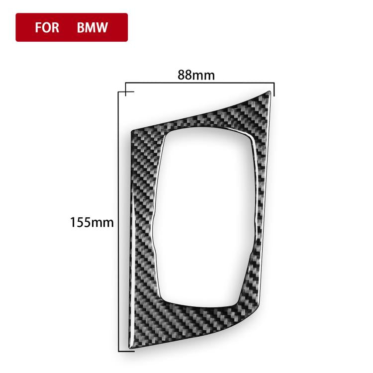 Carbon-fiber LHD multimedia knob panel sticker with large rectangular opening.