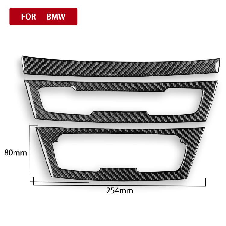 BMW dashboard radio and AC trim stickers, carbon fiber look, right-hand drive set