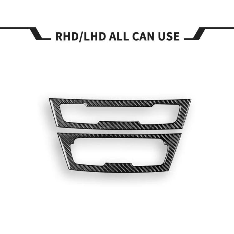 2-piece black carbon-fiber radio and air-conditioning panel sticker trim, cutout frames