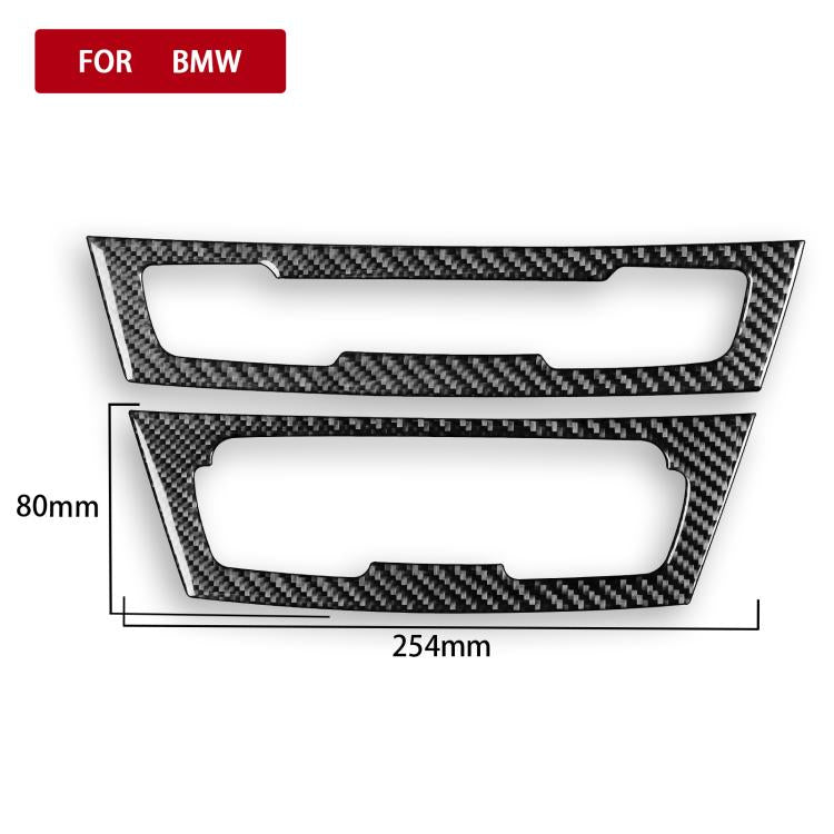 2-piece black carbon-fiber radio and AC panel sticker trim, 254mm x 80mm
