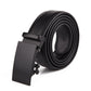 Men’s automatic buckle belt with black leather strap and matte black buckle