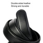 Men's black leather automatic buckle belt with layered strap and stitched edge