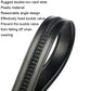 Men's black leather automatic buckle belt with textured inner panel and stitched seam