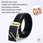 Black leather belt with textured gold-tone alloy buckle and end panel detail