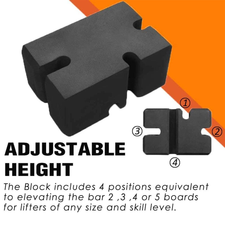 Adjustable-height foam bench press brick shown with multiple base pieces