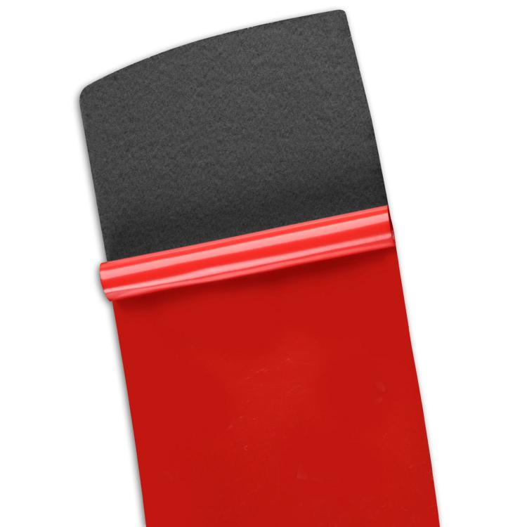 Red and black interior panel sticker with carbon fiber style upper edge