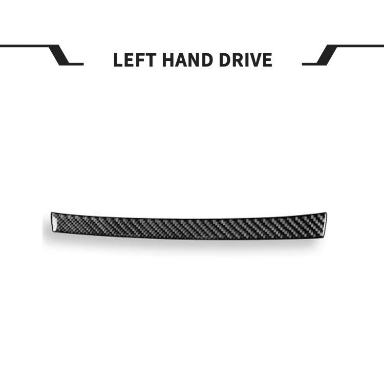 Carbon fiber-look radio panel upper trim sticker, narrow black textured strip