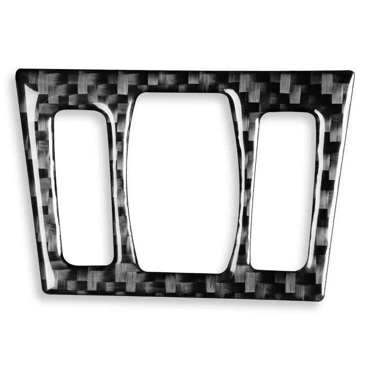 Carbon-fiber air outlet knob trim sticker set with three white-edged cutouts