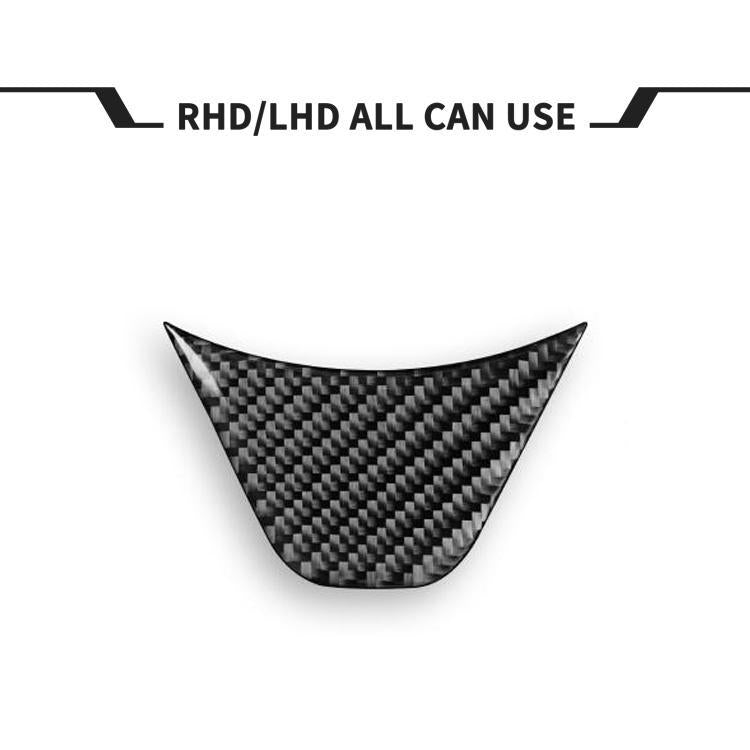 Steering wheel chin sticker with black carbon-fiber texture, curved triangular piece