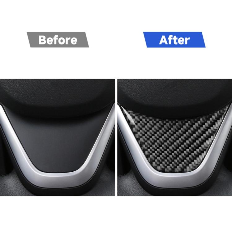 Installed steering wheel chin trim, black carbon-fiber insert on steering column surround